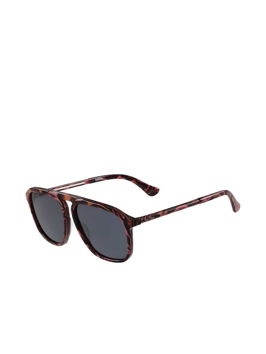 Calvin Klein Men's Sunglasses with Brown Tartaruga Plastic Frame and Gray Lens 000CK4317S-642