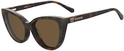 Moschino Women's Acetate Cat Eye Prescription Eyeglass Frame with Brown Tortoise Clip-On