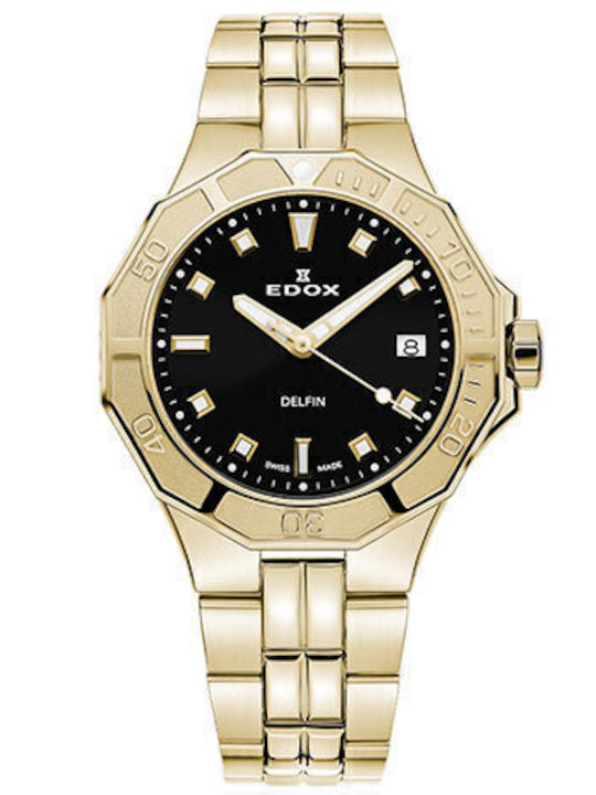 Edox Γυναικείο Ρολόι 38mm Μπαταρίας με Χρυσό Μεταλλικό Μπρασελέ