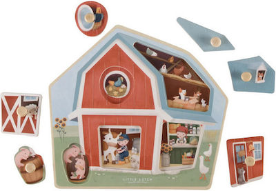 Wooden Kids Peg Puzzle Little Farm for 1+ Years 6pcs Little Dutch