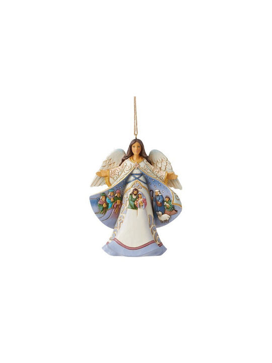 Enesco Ornament Ornament de Crăciun Angel din Rășină Sintetică cu Pulbere de Aur cu Paiete 4.5x11.5buc