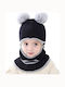 Kinder Mütze Gestrickt Schwarz