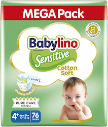 Babylino Tape Diapers Sensitive Cotton Soft Sensitive No. 4+ for 10-15 kgkg 76pcs