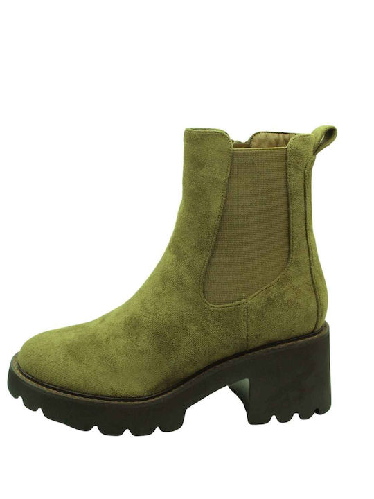 Plato Suede Women's Ankle Boots Green