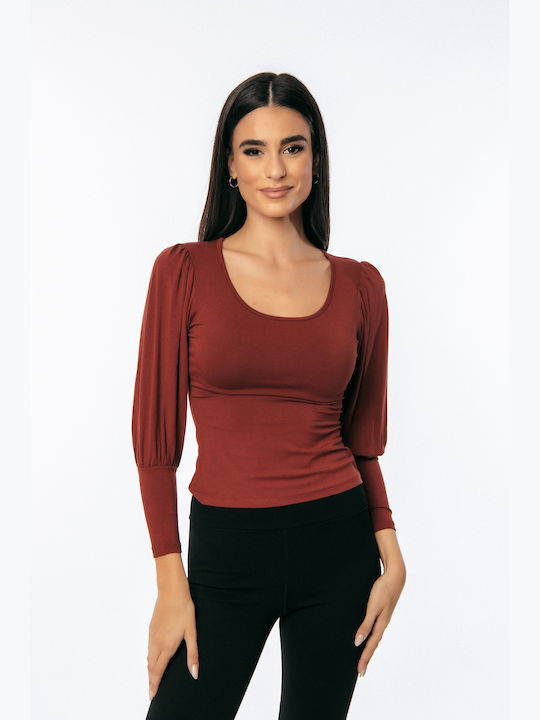 Lipsy London Damen Bluse Langärmelig Cinnamon