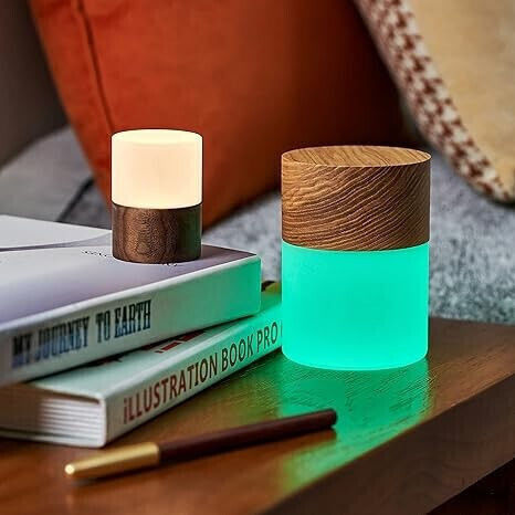 Gingko Lemn Lampă de masă LED cu Abajur Bej și Bază