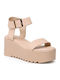 Damenplattformen Beige