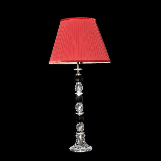 DITS Lighting Crystal Table Lamp with Red Shade
