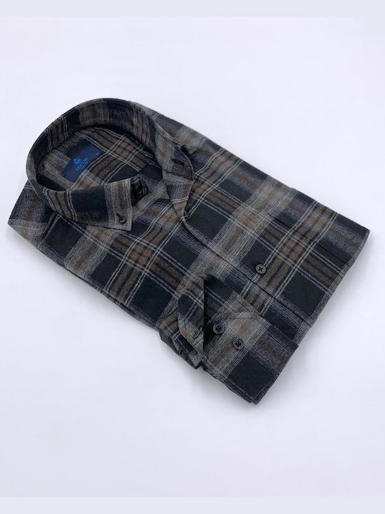 Lexton Men's Shirt Long Sleeve Checked Black