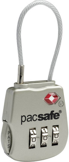 Pacsafe Prosafe Steel Padlock Brass Combination with TSA Certification Silver 1pcs