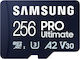 Samsung PRO Ultimate microSDXC 256GB Klasse 10 U3 V30 A2 UHS-I mit Adapter