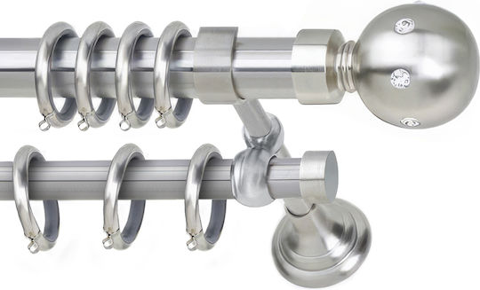 Anartisi Metallisch Vorhangstange Liberty Strass Doppel mit Stange Φ35mm 160cm Nickel Satin