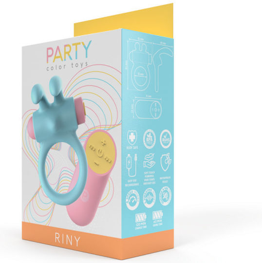 Party Color Toys Δονούμενο Δαχτυλίδι Πέους Σιλικόνης Μπλε