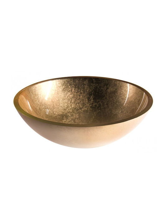 Inter Ceramic ICC 042T Countertop Sink Glass 42x42x13.5cm Gold