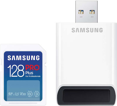 Samsung PRO Plus SDXC 128GB Class 10 U3 V30 UHS-I με USB Reader