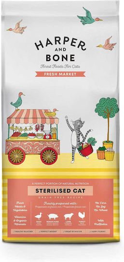 Harper and Bone Fresh Market Ξηρά Τροφή χωρίς Σιτηρά για Στειρωμένες Γάτες με Κοτόπουλο / Γαλοπούλα / Πάπια / Χοιρινό / Αρνί / Κρέας / Λαχανικά / Συκώτι / Κολοκύθα / Μήλο / Πατάτες 5kg