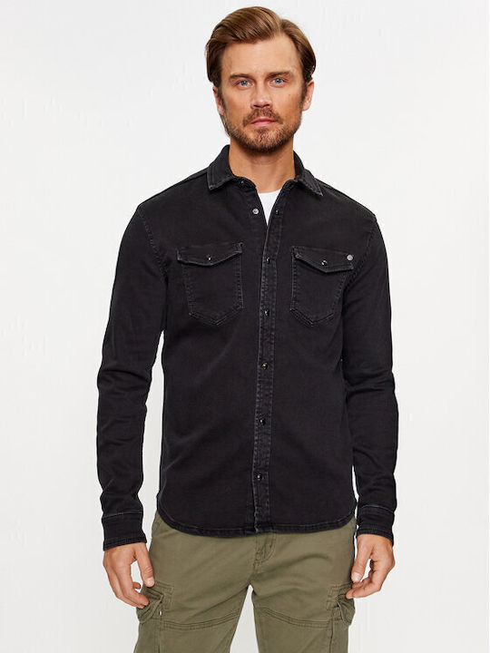 Pepe Jeans Men's Shirt Long Sleeve Denim Black.