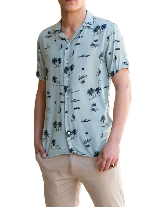 Huxley & Grace Men's Shirt Short Sleeve Floral Green