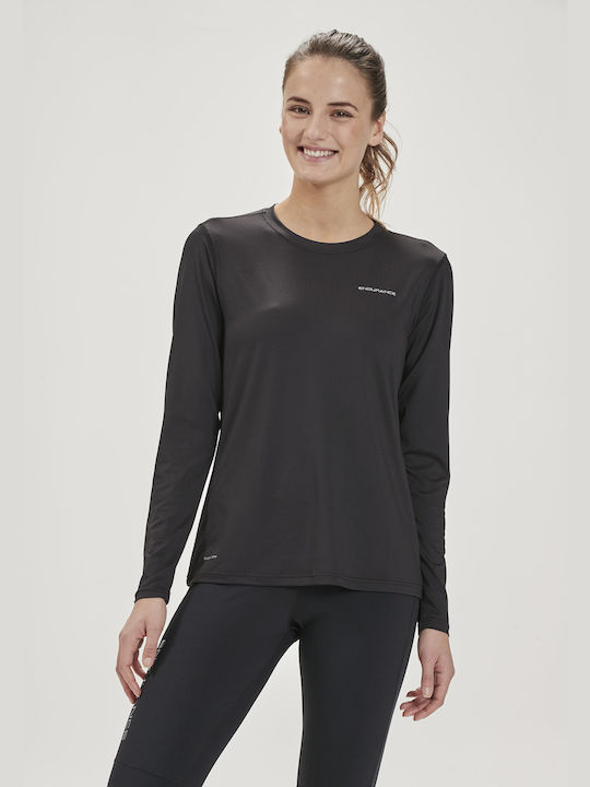 Endurance Women's Athletic Blouse Long Sleeve Fast Drying Black