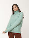 Women's Long Sleeve Sweater Woolen Turtleneck Bay Leaf Mint