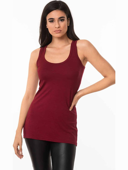 Women's Tunic Dress Sleeveless Burgundy