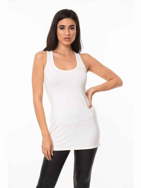 Boutique Γυναικείο Μπλουζοφόρεμα Αμάνικο Λευκό