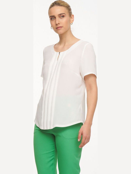 Women's Summer Blouse Short Sleeve White
