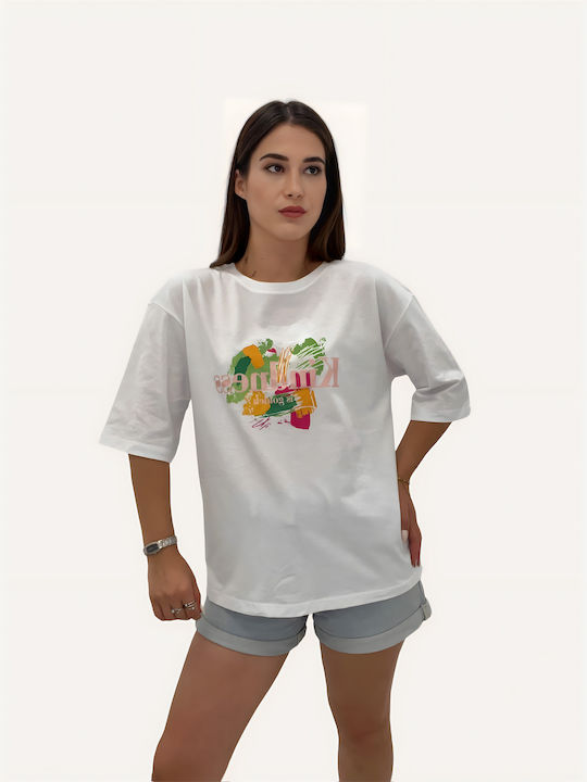 Ruya Γυναικείο Oversized T-shirt Λευκό