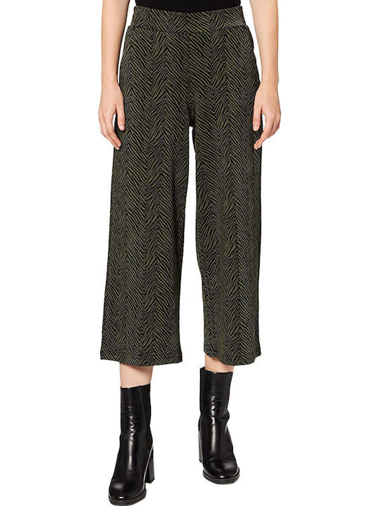 'kate Women's High-waisted Fabric Capri Trousers with Elastic Green (190512/IVY GREEN)