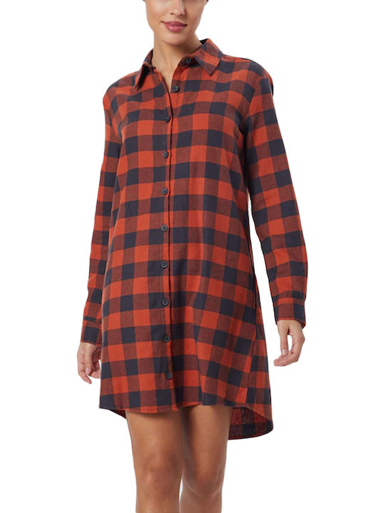 Sublevel Shirt Check Dress Womens Dresses Mini Σεμιζιέ Φόρεμα Κόκκινο