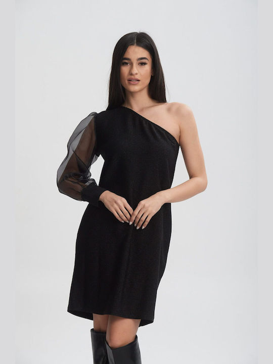 Boutique Mini Rochie de Seară cu Transparență Negru