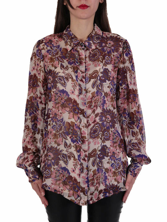 Liu Jo Top Women's Floral Long Sleeve Shirt Brown
