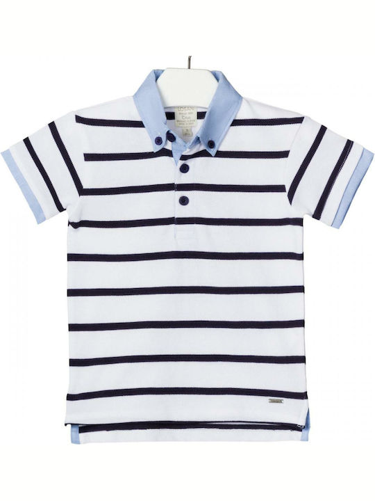 Losan Kids Polo Short Sleeve White Striped Pique