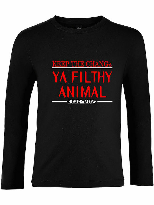 Kids Blouse Long Sleeve Black Keep The Change Ya Filthy Animal, Home Alone