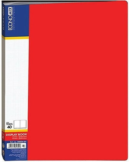 Clipboard Flexible with 60 plastic sleeves Slides for Paper A4 Red 1pcs
