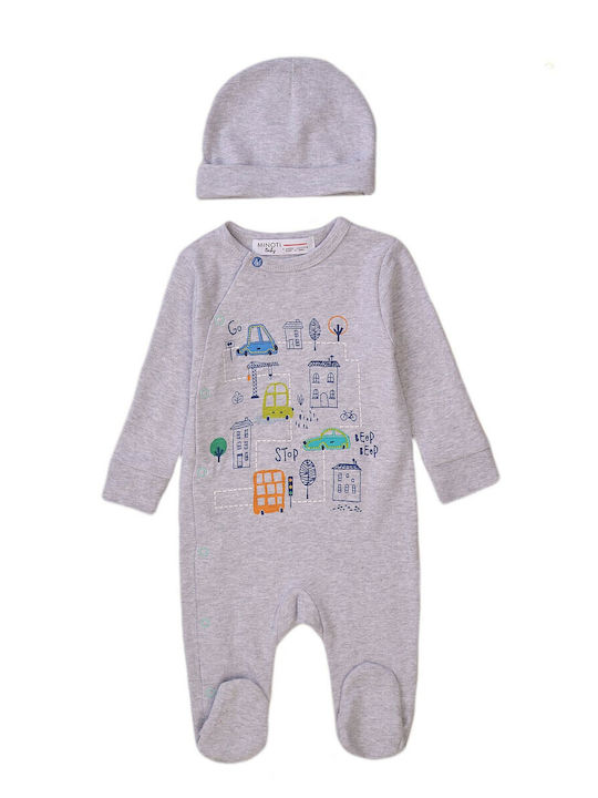 Minoti Babystrampler Langärmliges mit Mütze Gray
