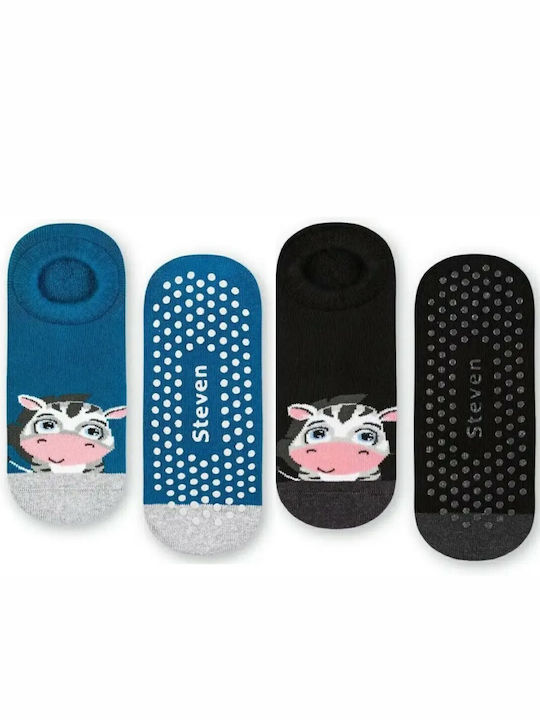 Steven Non-slip Kids' Ankle Socks Blue 2 Pairs