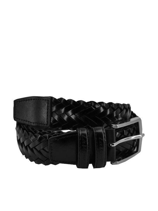 Men's Belt Leather Knitted Black