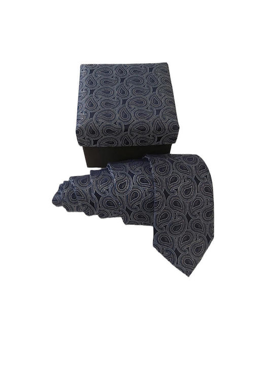 Silk Men's Tie Printed Navy Blue