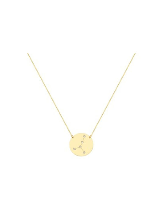 Necklace Zodiac Sign from Gold 9 K with Zircon