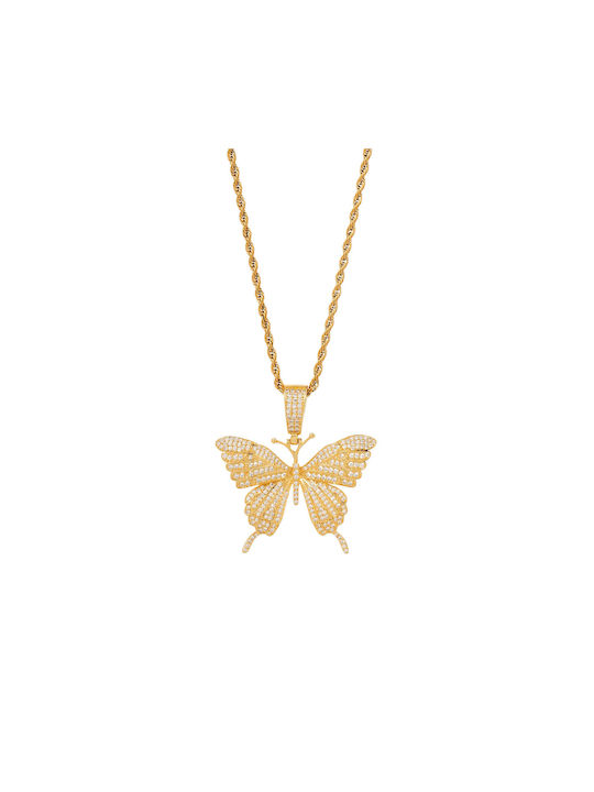 Necklace with design Butterfly Gold Plated