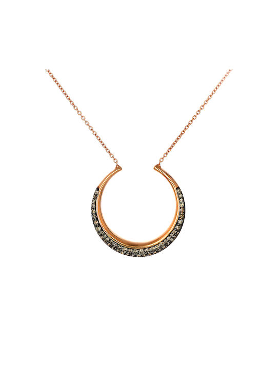 Necklace with Pink Gold Plating with Diamond