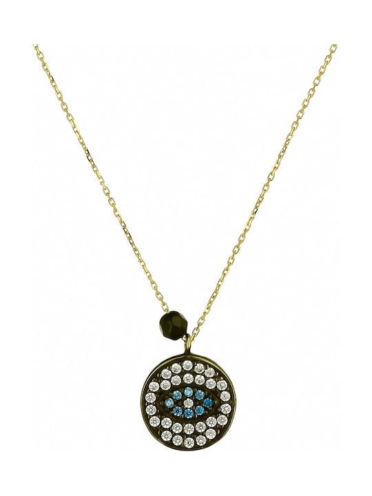 Necklace Eye from Gold 9 K with Zircon