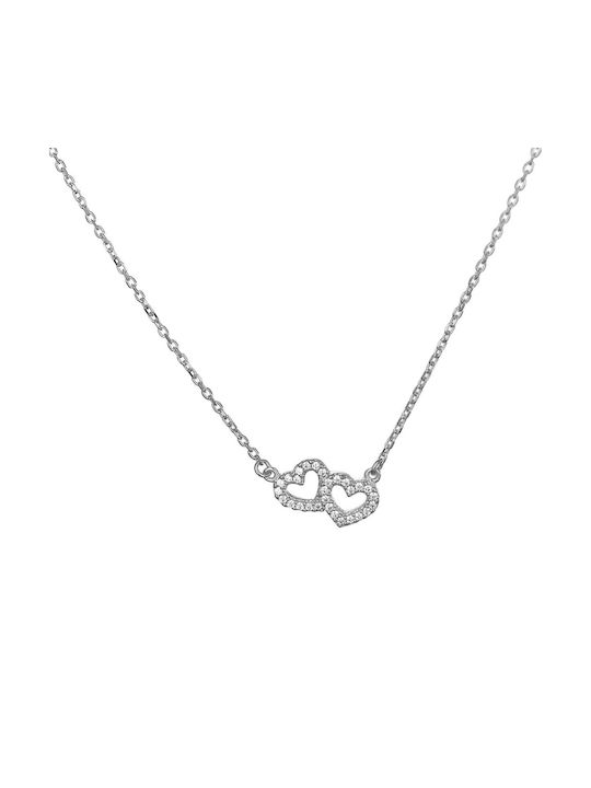 Necklace from White Gold 14K with Zircon