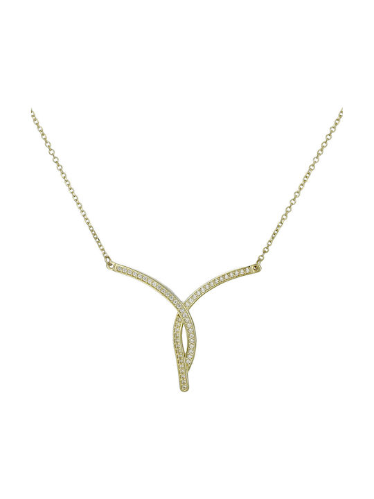 Necklace from Gold 9 K with Zircon