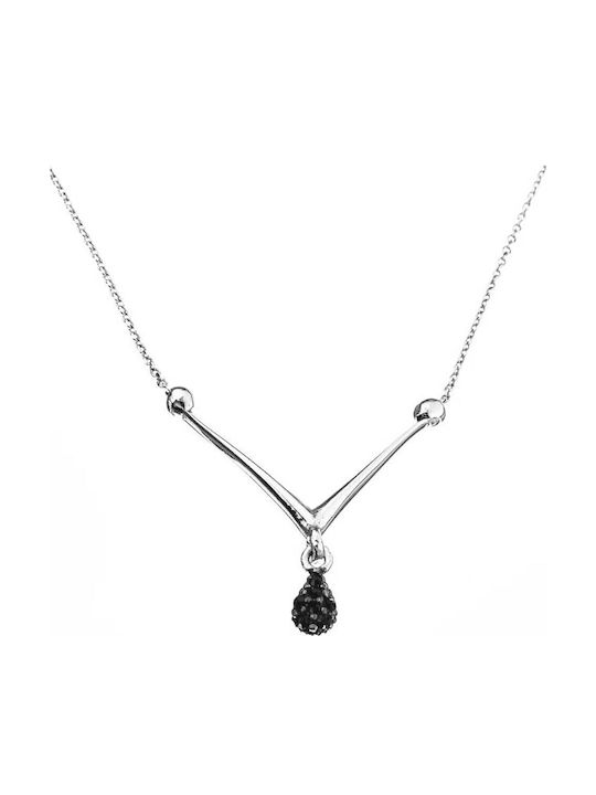 Exis Jewellery Колиета от Сребро с Черни Зиркон