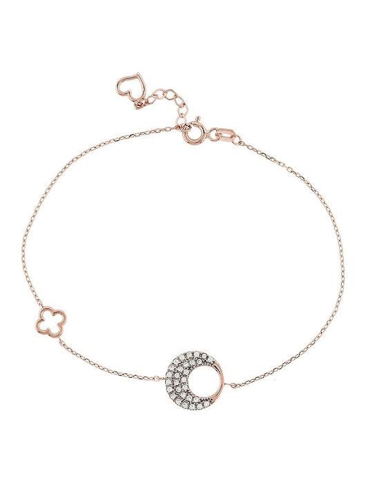 Art d or Women's Bracelet Chain with Cross design made of Gold 14K with Zircon