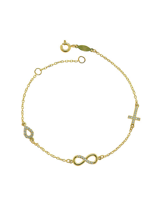 Bracelet Chain with design Infinity made of Silver Gold Plated with Zircon