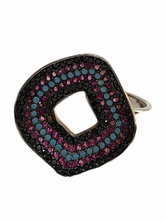 One Jewellery Дамски Пръстен с Камъни от Сребърен Позлатен