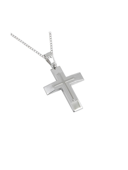 Weißgold Kreuz 14K mit Kette